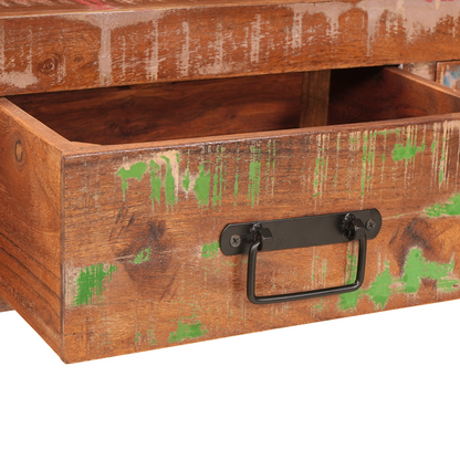 Console Tables Set of 2 with Drawers, Multicolour Solid Wood Reclaimed