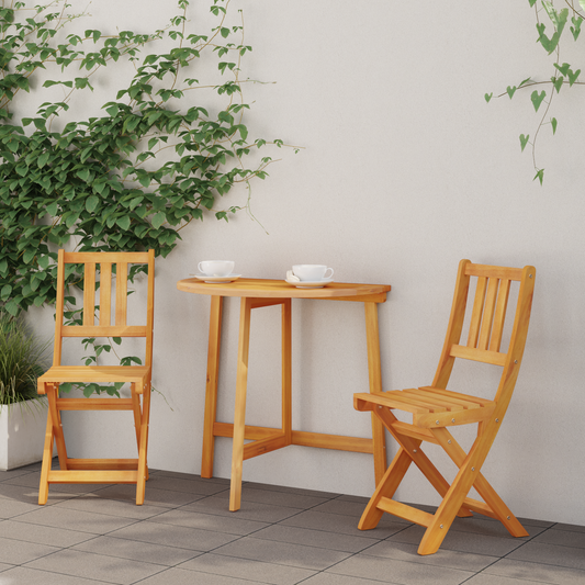 3 Piece Folding Garden Bistro Set Solid Wood Acacia
