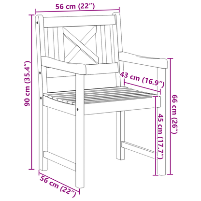 Garden Chairs 6 pcs 56x55.5x90 cm Solid Wood Acacia