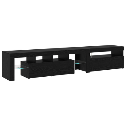 TV Cabinets 2 pcs with LED Lights Black Oak Engineered Wood