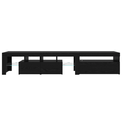 TV Cabinets 2 pcs with LED Lights Black Oak Engineered Wood
