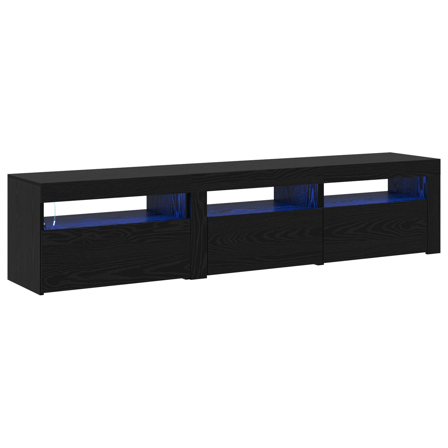 TV Cabinets 2 pcs with LED Lights Black Oak Engineered Wood
