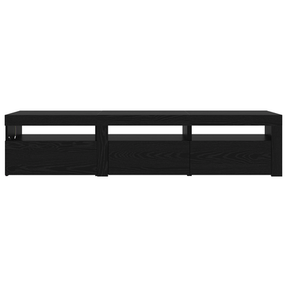 TV Cabinets 2 pcs with LED Lights Black Oak Engineered Wood