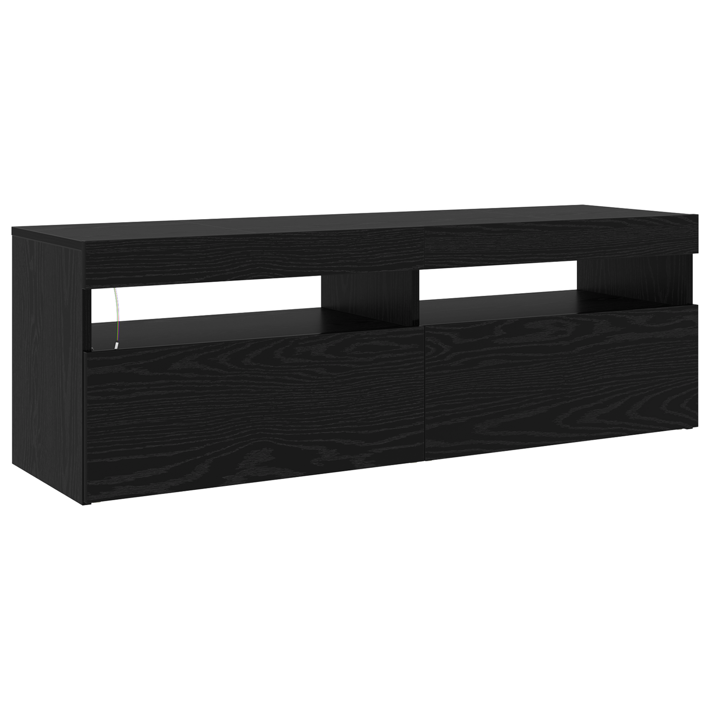 TV Cabinets 2 pcs with LED Lights Black Oak Engineered Wood