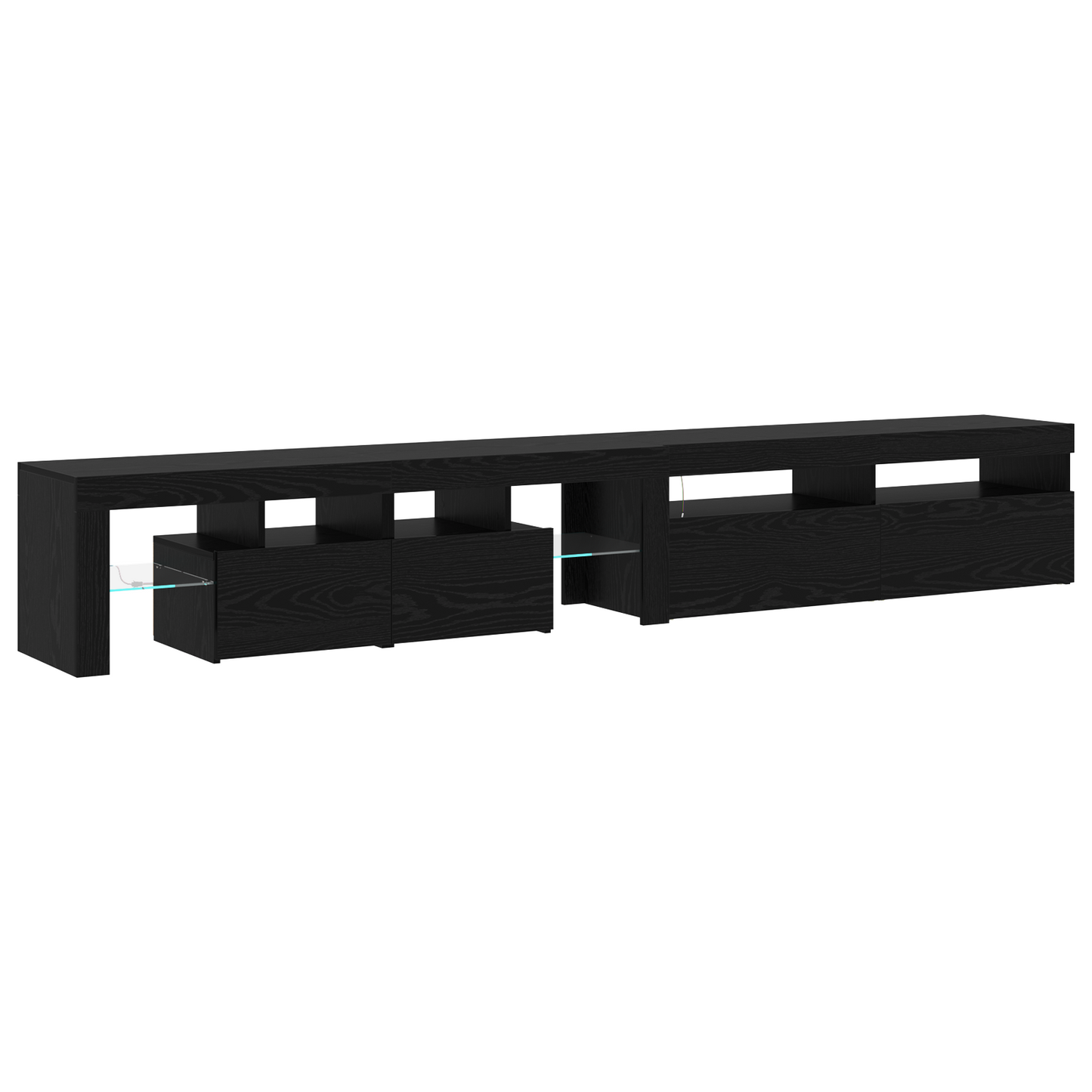 TV Cabinets 2 pcs with LED Lights Black Oak Engineered Wood