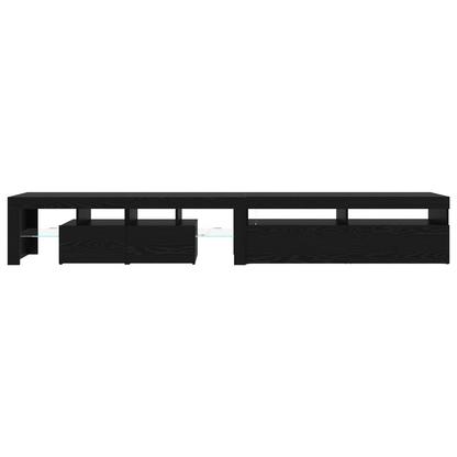 TV Cabinets 2 pcs with LED Lights Black Oak Engineered Wood