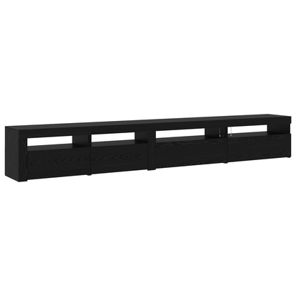 3 Piece TV Cabinet Set with LED Lights Black Oak Engineered Wood