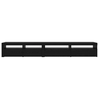 3 Piece TV Cabinet Set with LED Lights Black Oak Engineered Wood