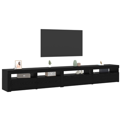 3 Piece TV Cabinet Set with LED Lights Black Oak Engineered Wood