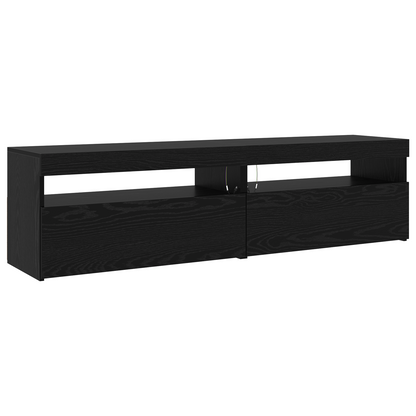 TV Cabinets 3 pcs with LED Lights Black Oak Engineered Wood