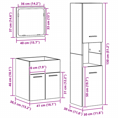 3 Piece Bathroom Furniture Set Old Wood Engineered Wood
