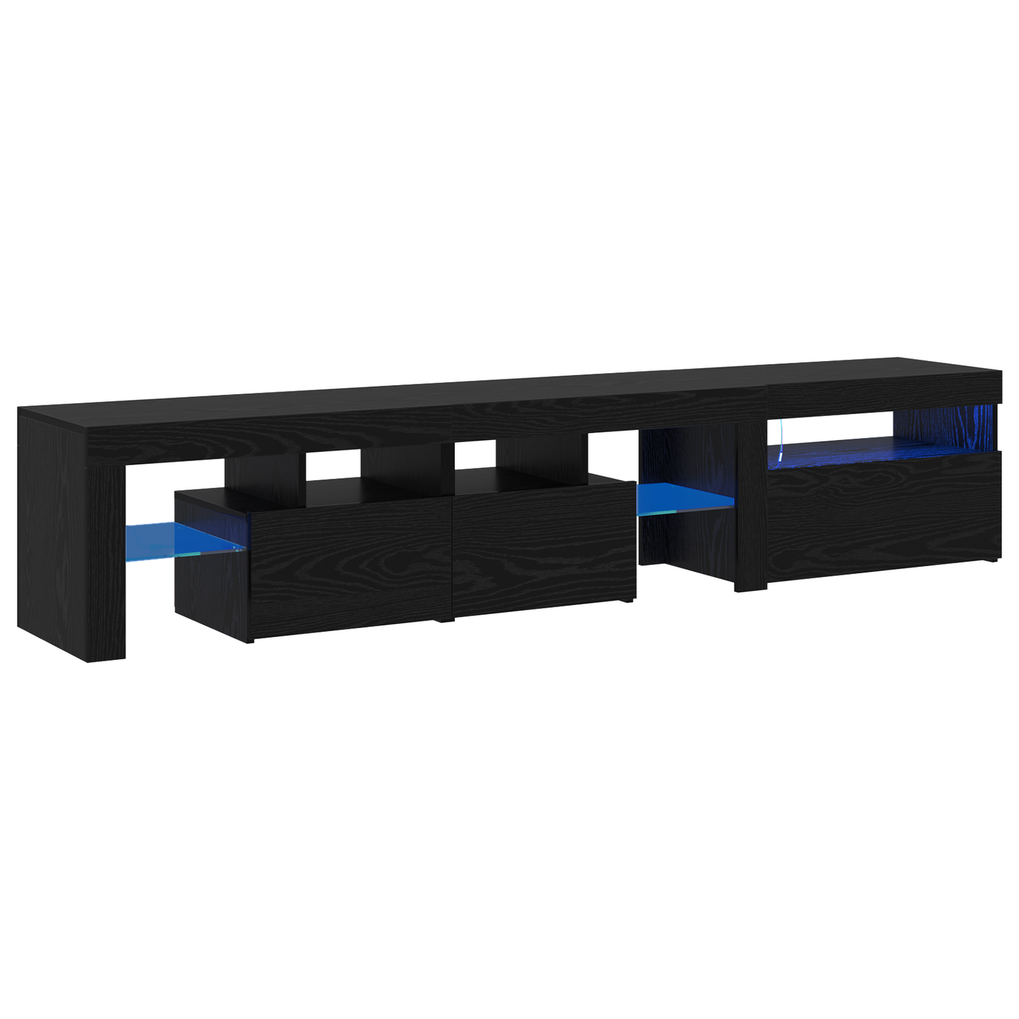 TV Cabinets 2 pcs with LED Lights Black Oak Engineered Wood