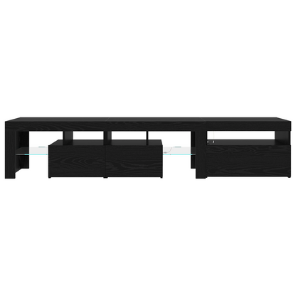 TV Cabinets 2 pcs with LED Lights Black Oak Engineered Wood