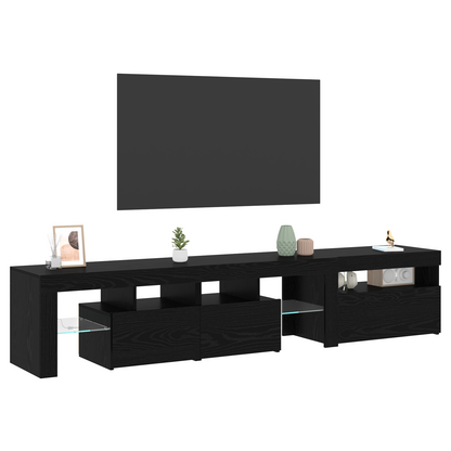 TV Cabinets 2 pcs with LED Lights Black Oak Engineered Wood