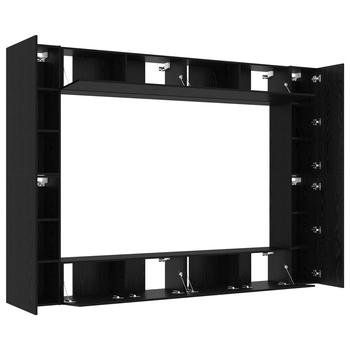 12 Piece TV Cabinet Set Wall-mounted Black Oak Engineered Wood