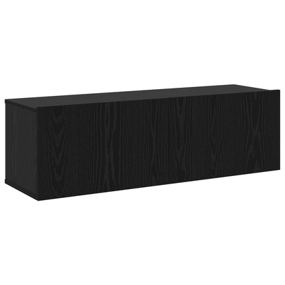 12 Piece TV Cabinet Set Wall-mounted Black Oak Engineered Wood