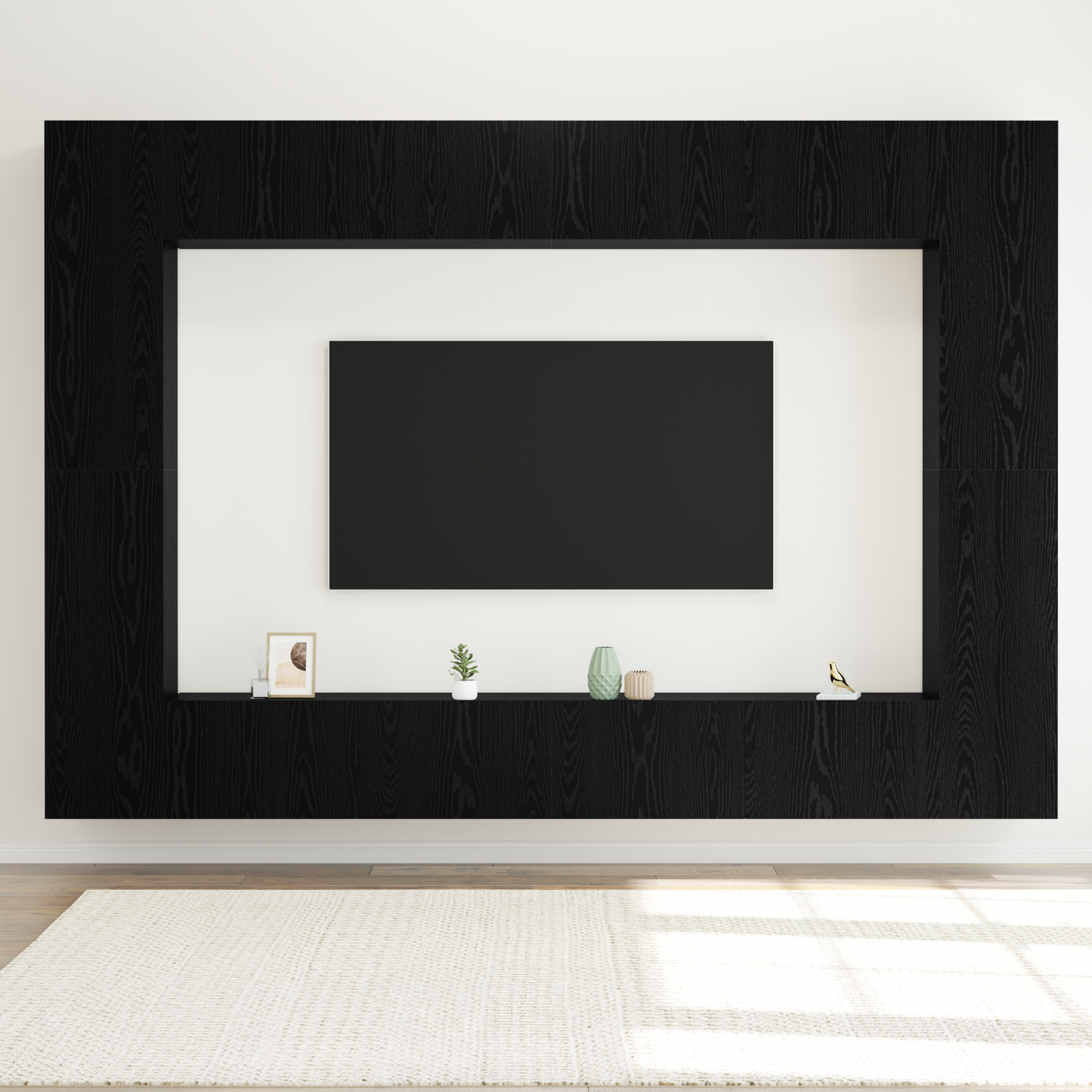 12 Piece TV Cabinet Set Wall-mounted Black Oak Engineered Wood