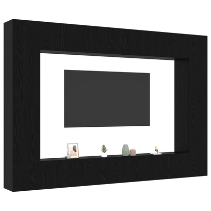 12 Piece TV Cabinet Set Wall-mounted Black Oak Engineered Wood