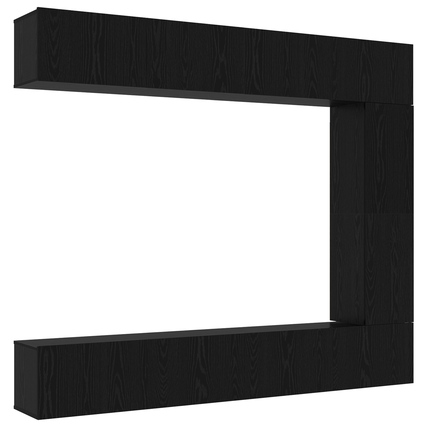 5 Piece TV Cabinet Set Wall-mounted Black Oak Engineered Wood