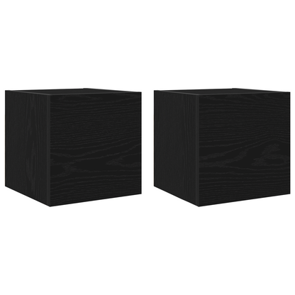 8 Piece TV Cabinet Set Wall-mounted Black Oak Engineered Wood