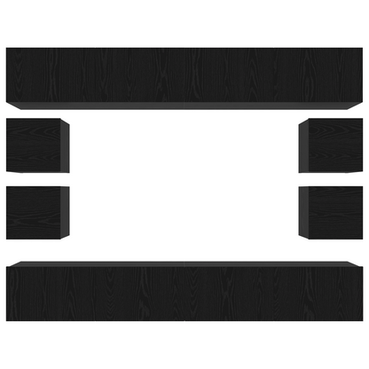 8 Piece TV Cabinet Set Wall-mounted Black Oak Engineered Wood