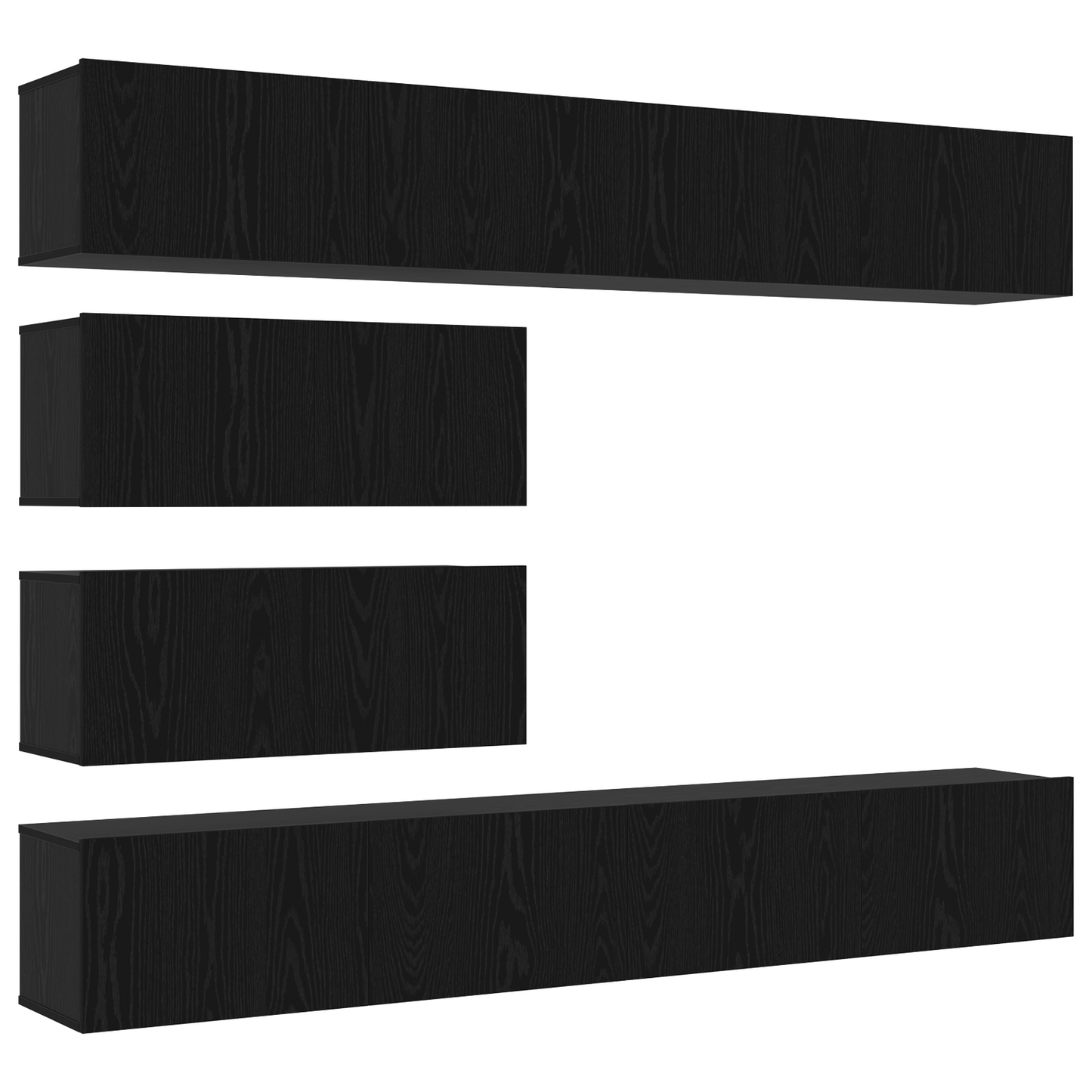 10 Piece TV Cabinet Set - Wall-mounted Black Oak Engineered Wood