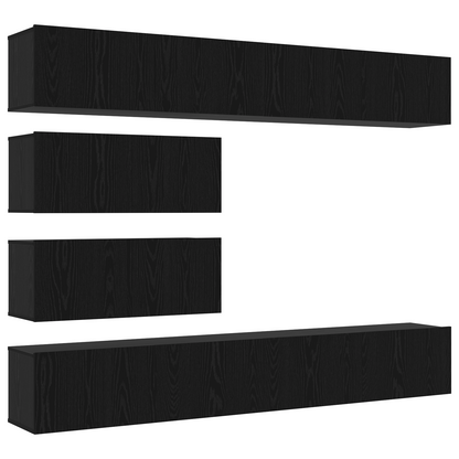 10 Piece TV Cabinet Set - Wall-mounted Black Oak Engineered Wood