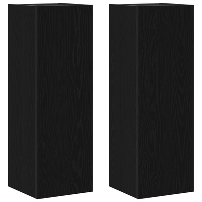 8 Piece TV Cabinet Set Wall-mounted Black Oak Engineered Wood