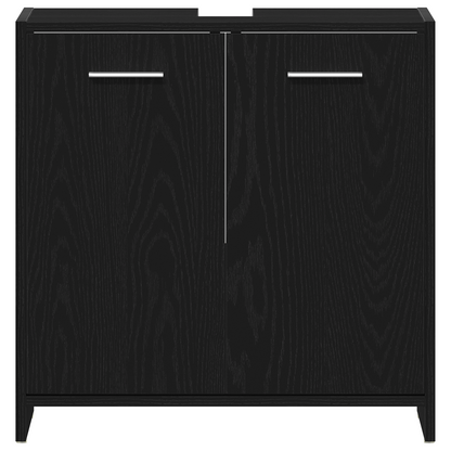 4 Piece Bathroom Furniture Set Black Oak Engineered Wood