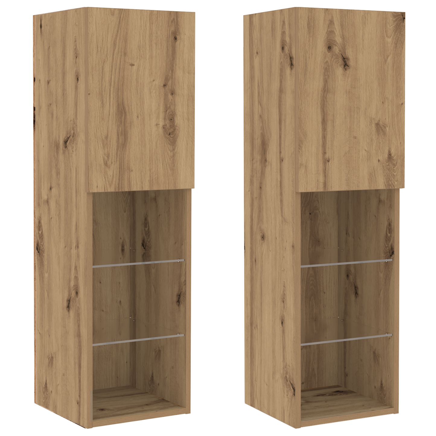 TV Wall Cabinets with LED Lights 2 pcs Artisan Oak 80x30x30 cm