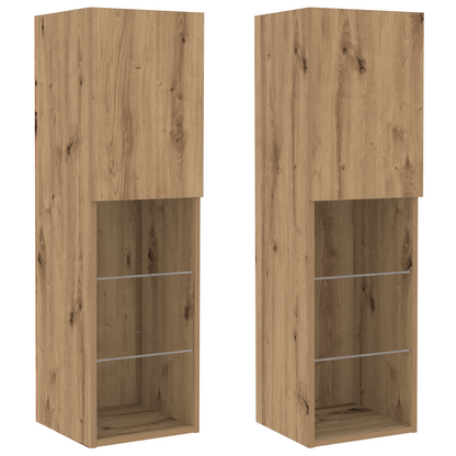 TV Wall Cabinets with LED Lights 2 pcs Artisan Oak 80x30x30 cm