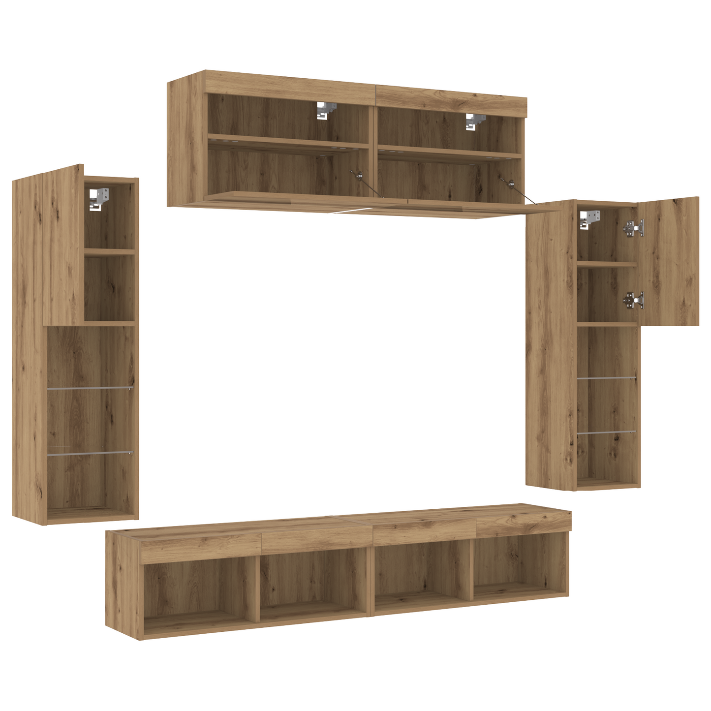 TV Wall Cabinets with LED Lights 2 pcs Artisan Oak 80x30x30 cm
