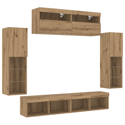 TV Wall Cabinets with LED Lights 2 pcs Artisan Oak 80x30x30 cm