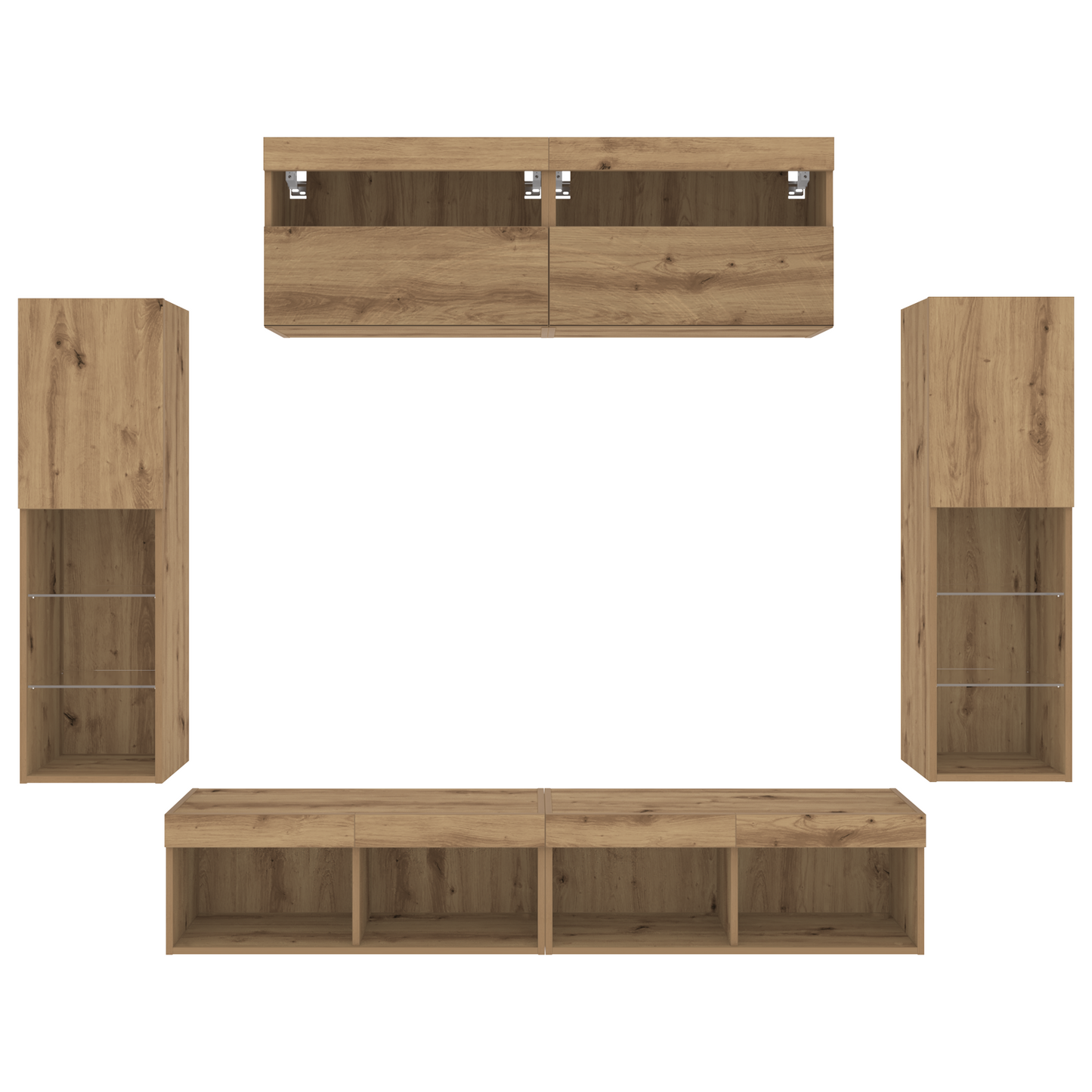 TV Wall Cabinets with LED Lights 2 pcs Artisan Oak 80x30x30 cm