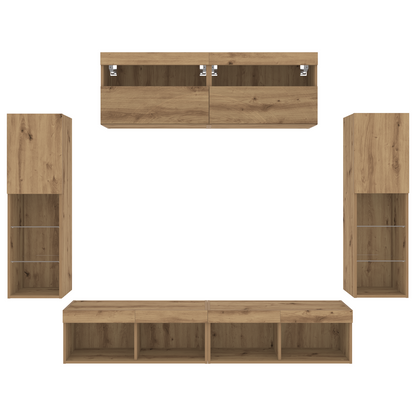 TV Wall Cabinets with LED Lights 2 pcs Artisan Oak 80x30x30 cm