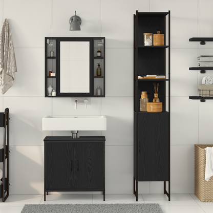Bathroom Sink Cabinet Black Oak 60x30x60 cm Engineered Wood