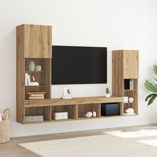 TV Cabinet with LED Lights Artisan Oak 40.5x30x102 cm