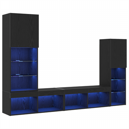LED TV Cabinet Black Oak 30.5x30x102 cm Engineered Wood