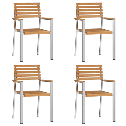 5 Piece Garden Dining Set Solid Wood Teak