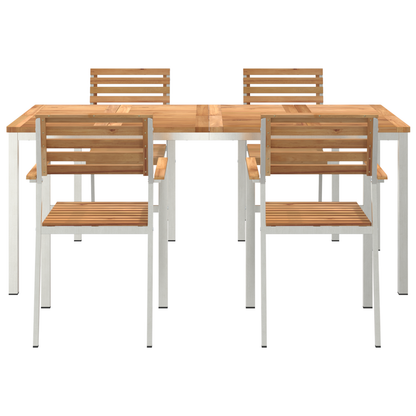 5 Piece Garden Dining Set Solid Wood Teak