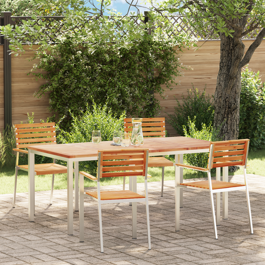 5 Piece Garden Dining Set Solid Wood Teak