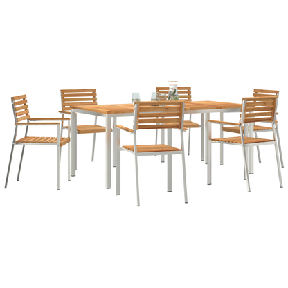 7 Piece Garden Dining Set Solid Wood Teak