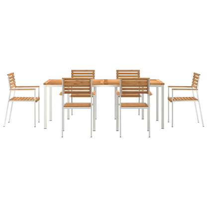 7 Piece Garden Dining Set Solid Wood Teak