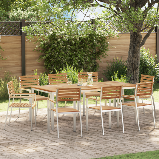 9 Piece Garden Dining Set Solid Wood Teak