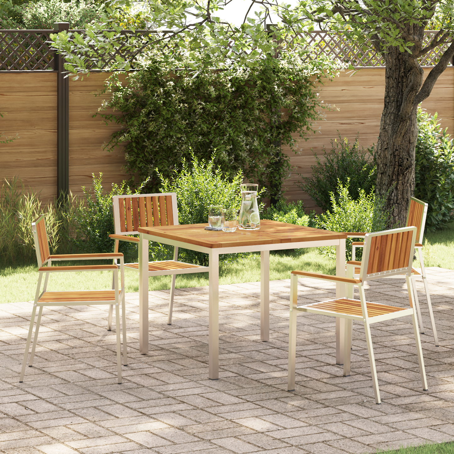 5 Piece Garden Dining Set Solid Wood Acacia