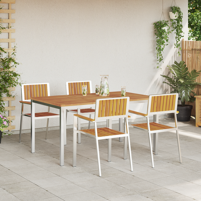5 Piece Garden Dining Set Solid Wood Acacia