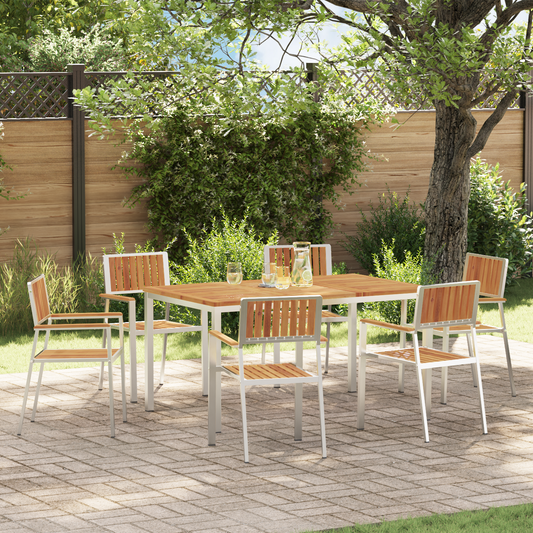 7 Piece Garden Dining Set Solid Wood Acacia