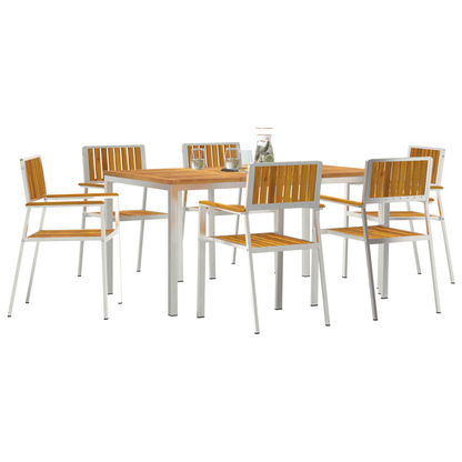 7 Piece Garden Dining Set Solid Wood Acacia