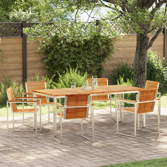 7 Piece Garden Dining Set in Solid Wood Teak