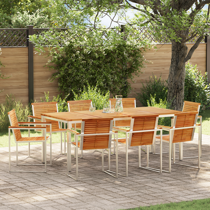 9 Piece Garden Dining Set Solid Wood Teak